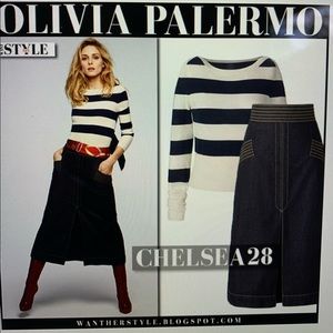 Olivia Palermo + Chelsea 28  Retro Denim Skirt Size 6 - NWT
